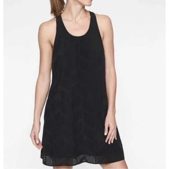 Athleta Brookfield Racerback Black Laser Cut Dress - Picture 2 of 8